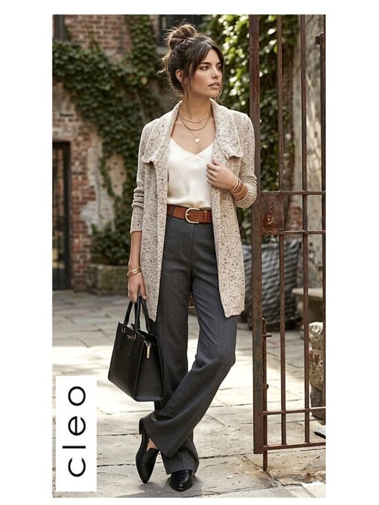 cleo Sweaters - (3 for $30) CLEO - Knitted wool blend wrap over cardigan